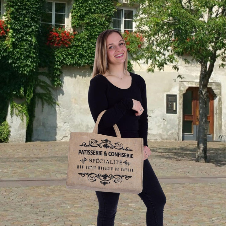 Domelo Einkaufskörbe. Bedruckte Einkaufstasche. Jute Tasche gross. Korbtasche, wasserabweisenden Str