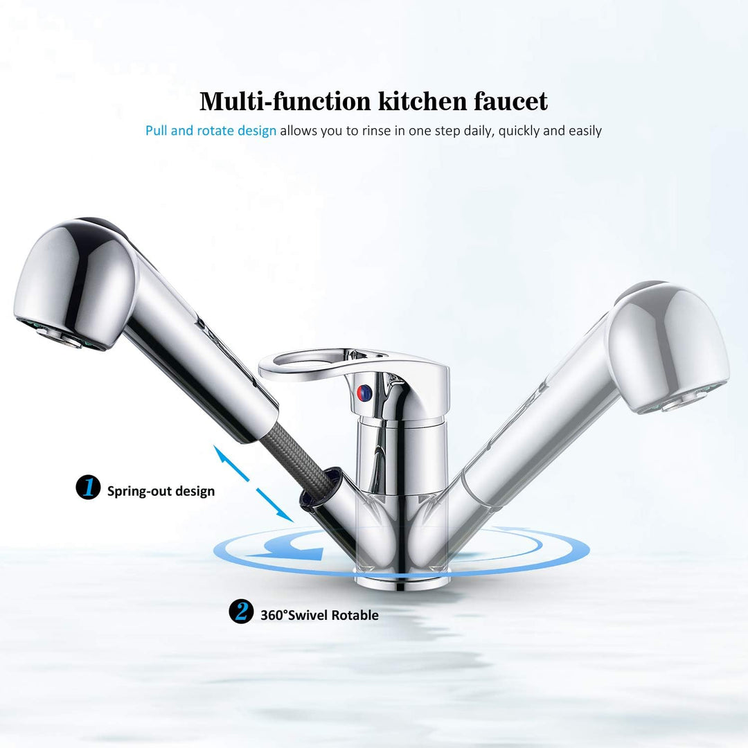 BONADE Küchenarmatur mit Ausziehbare Brause, Wasserhahn Einhebelmischer mit 360° Drehbar, Hochdruck