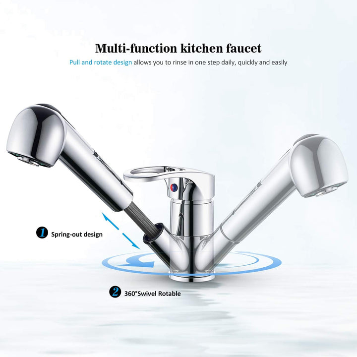 BONADE Küchenarmatur mit Ausziehbare Brause, Wasserhahn Einhebelmischer mit 360° Drehbar, Hochdruck