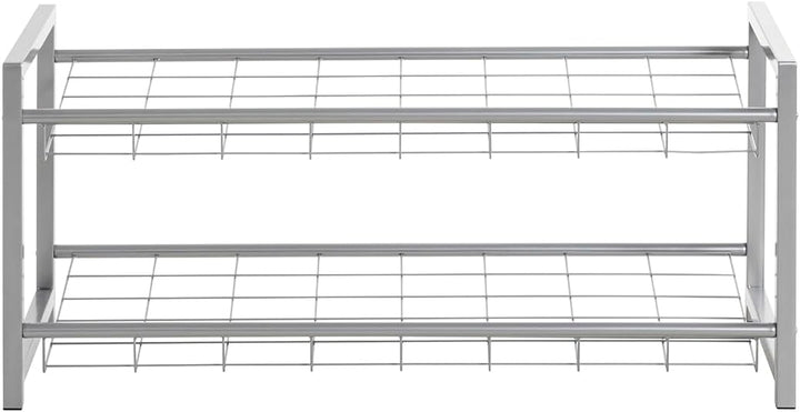 HAKU Schuhregal Metall alufarben 2 Ablagen Stahlrohr Schuhablage Shoe Shelf - Masse: B 80 x H 38 x T