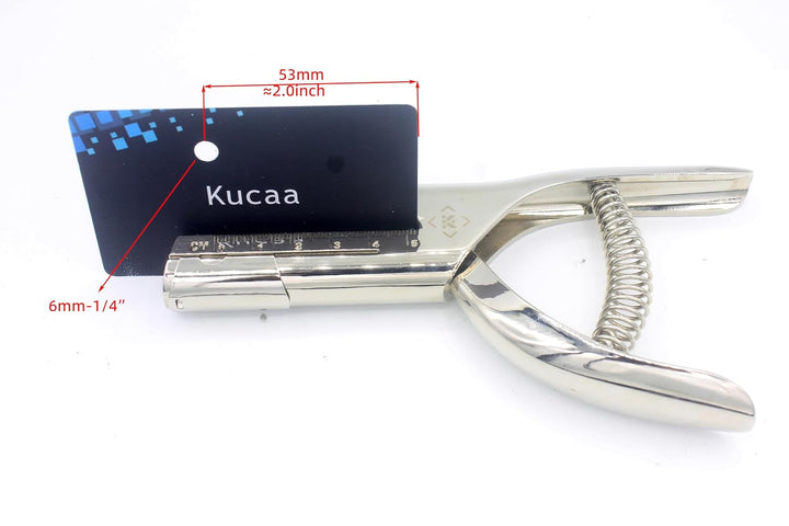 Kucaa 53mm tief erreichen 6mm Runde Kreisloch schwere handgehaltene Einzellochstanze für PVC-Karten