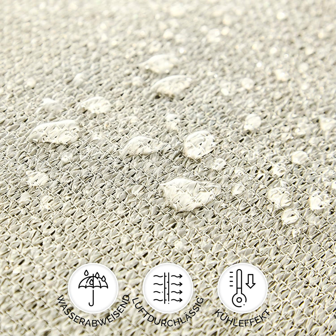 Hometex Premium Textiles Sonnensegel 3×3m Quadratisch inkl. Befestigungseile | Sahne | Sonnenschutz