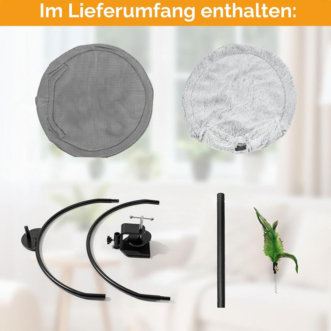 Doppellagig Katzenbett für Schreibtisch, mit Federstab, Höhenverstellung, 360° drehbar, bis 20 kg be
