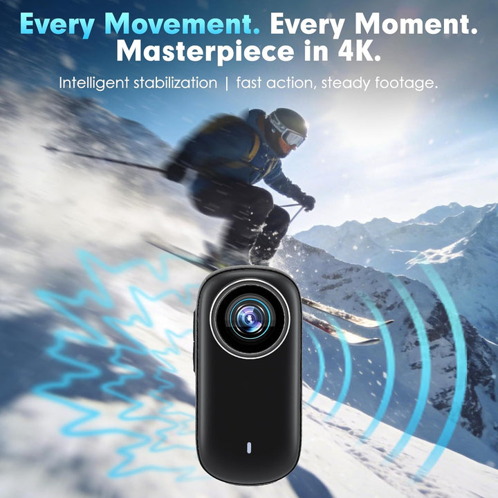 Mini Action Cam 4K wasserdicht 30M 180min Akku Body Cam Fahrrad | 4K Sensor, EIS Stabilisierung, 1,4