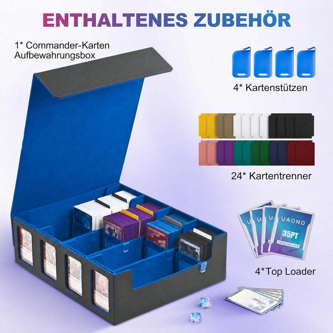 Trading Card Storage Box für Commander Display, 2400+ MTG Deck Box mit 4 Top Loaders, TCG Card Case