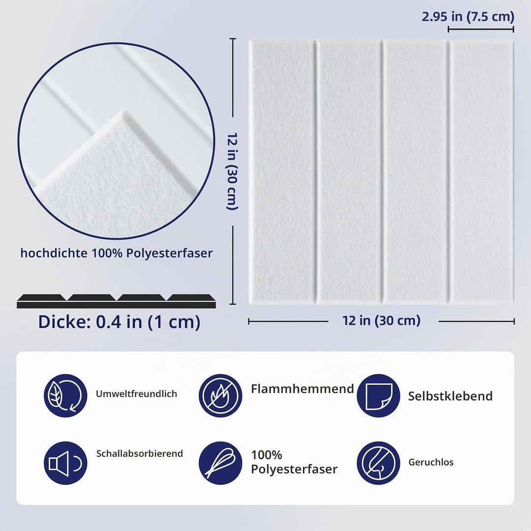 Vieshful 10 Stück Akustikpaneele Selbstklebend – 30x30x1cm Schallschutzplatten &amp; Wandpaneele selbstk