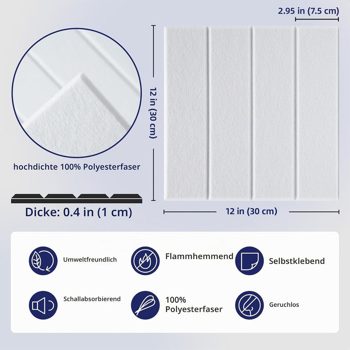 Vieshful 10 Stück Akustikpaneele Selbstklebend – 30x30x1cm Schallschutzplatten &amp; Wandpaneele selbstk