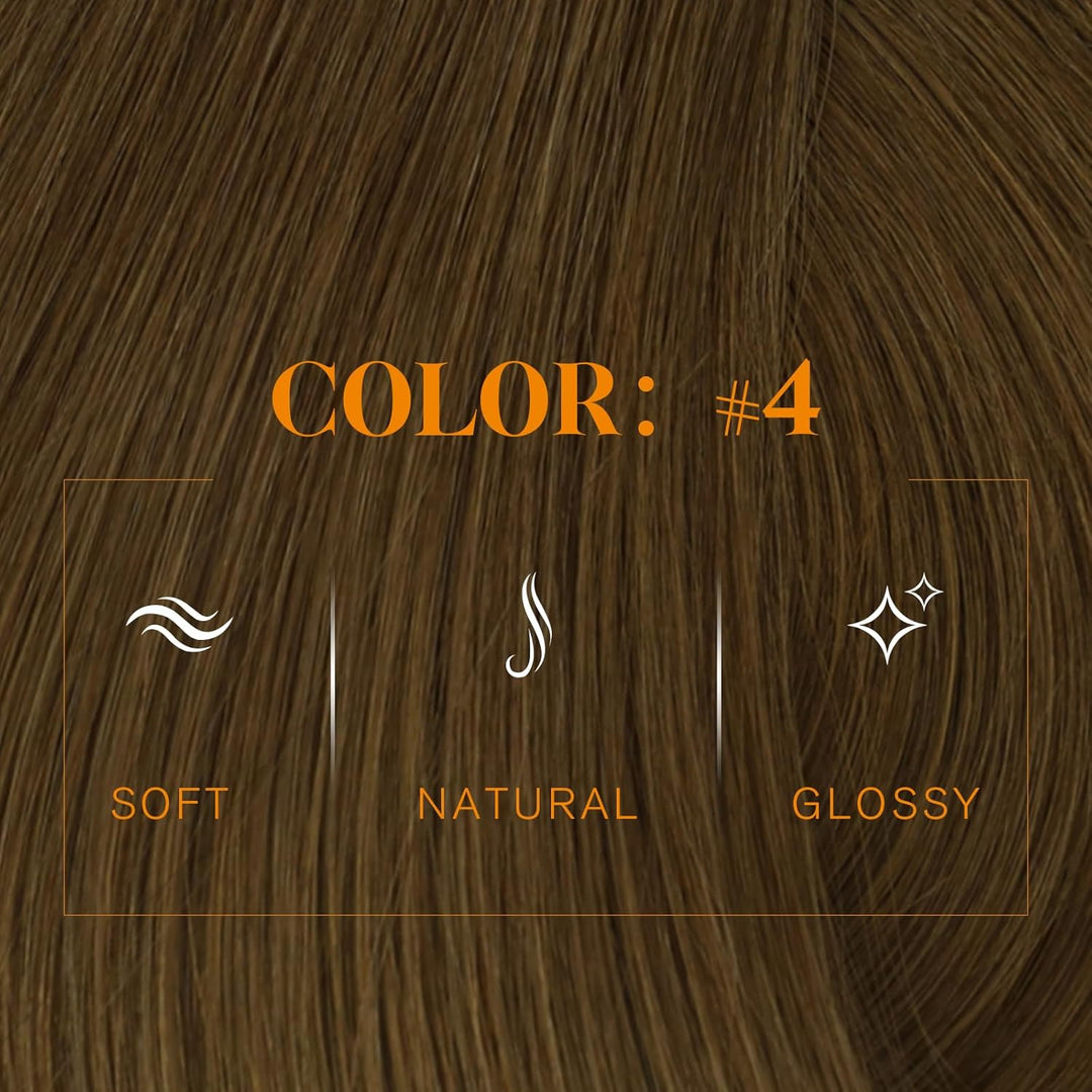Easyouth Remy Tressen Echthaar Braun Sew in Extensions Echthaar Remy Glatt Tressen Extension Mittel