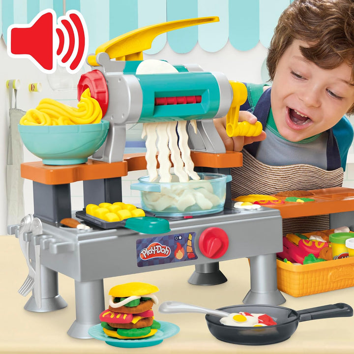 Play-Doh Brutzelspass-Küche, Spielset mit realistischen Kochgeräuschen, mehr als 25 Spiel-Snacks zum