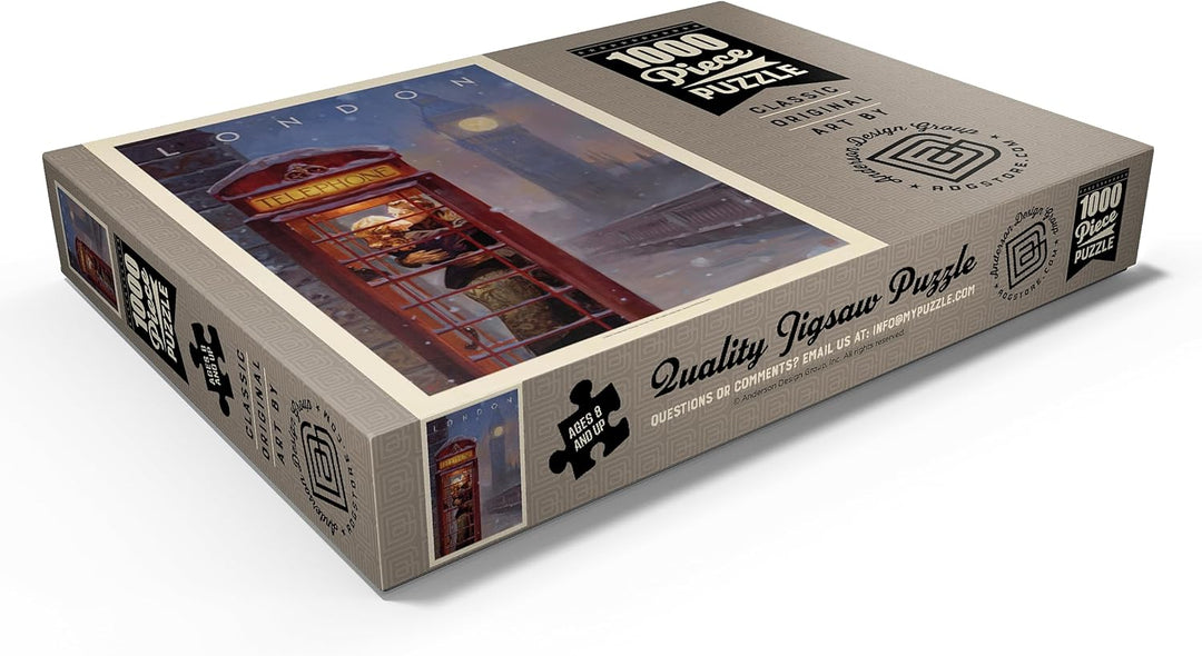 England: Londoner Telefonzelle, Vintage Poster - Premium 1000 Teile Puzzle - MyPuzzle Sonderkollekti