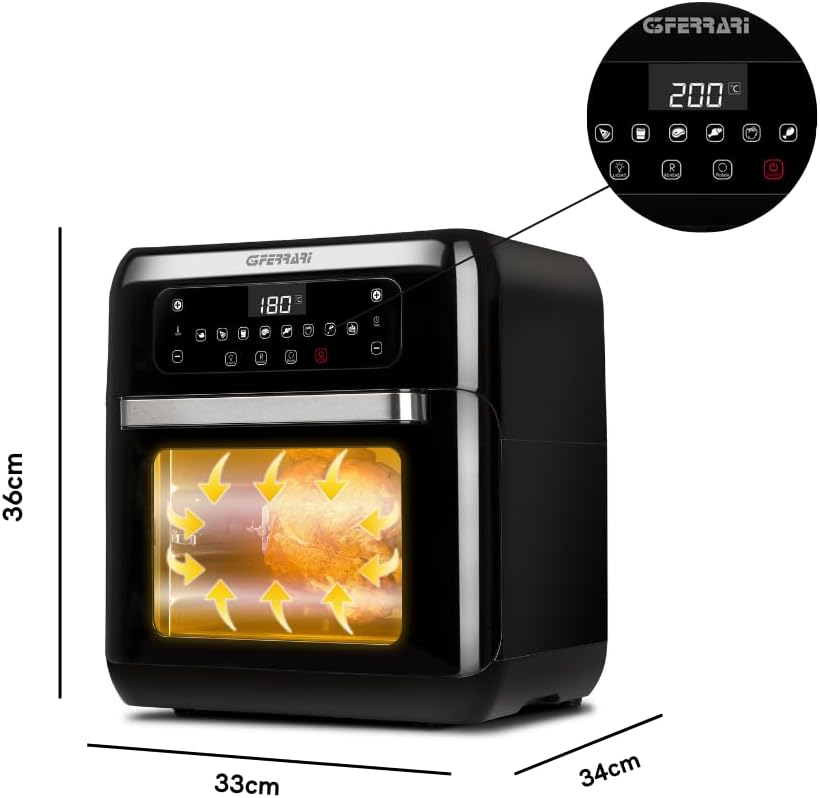 G3 Ferrari G10136 Heissluftfritteuse "Friggisano 2.0", 1500 W, 11 L, 9 Programme, einstellbare Tempe