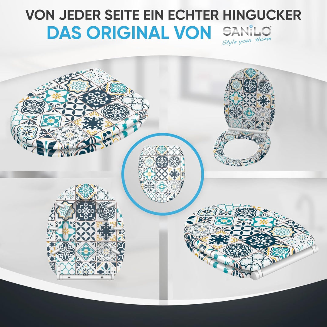 Sanilo WC Sitz mit Absenkautomatik & Schnellverschluss, Toilettendeckel per Knopfdruck abnehmbar, ei