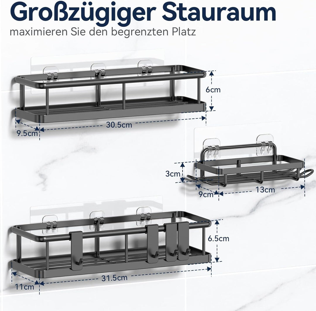 YASONIC Duschablage ohne Bohren Badezimmer Organizer, Badregal Duschregal ohne Bohren, Duschhalterun