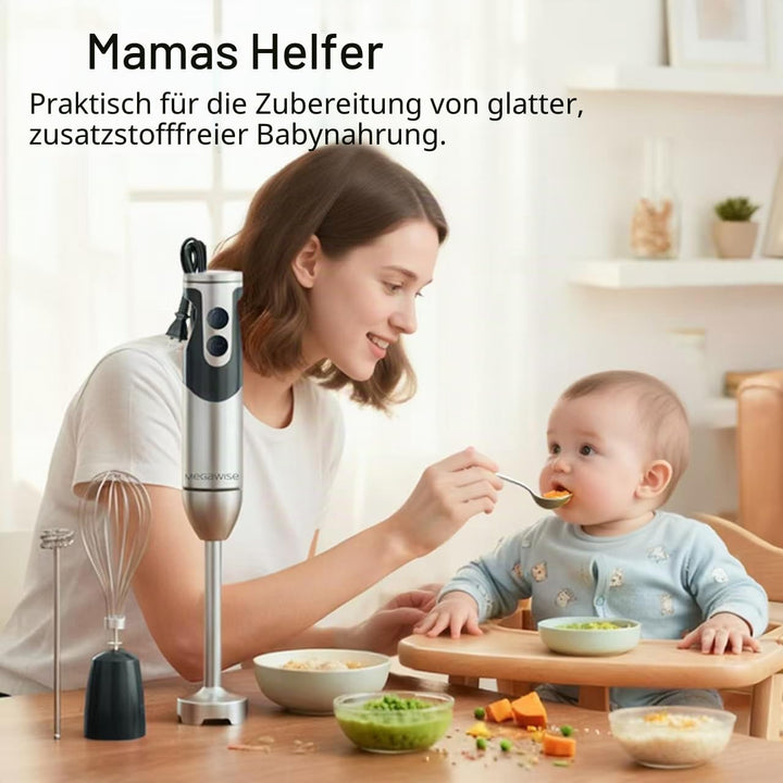 MegaWise 3-in-1 Stabmixer mit Titanbeschichtung, 400W Leistung mit 12 Geschwindigkeiten, 80% Schärfe