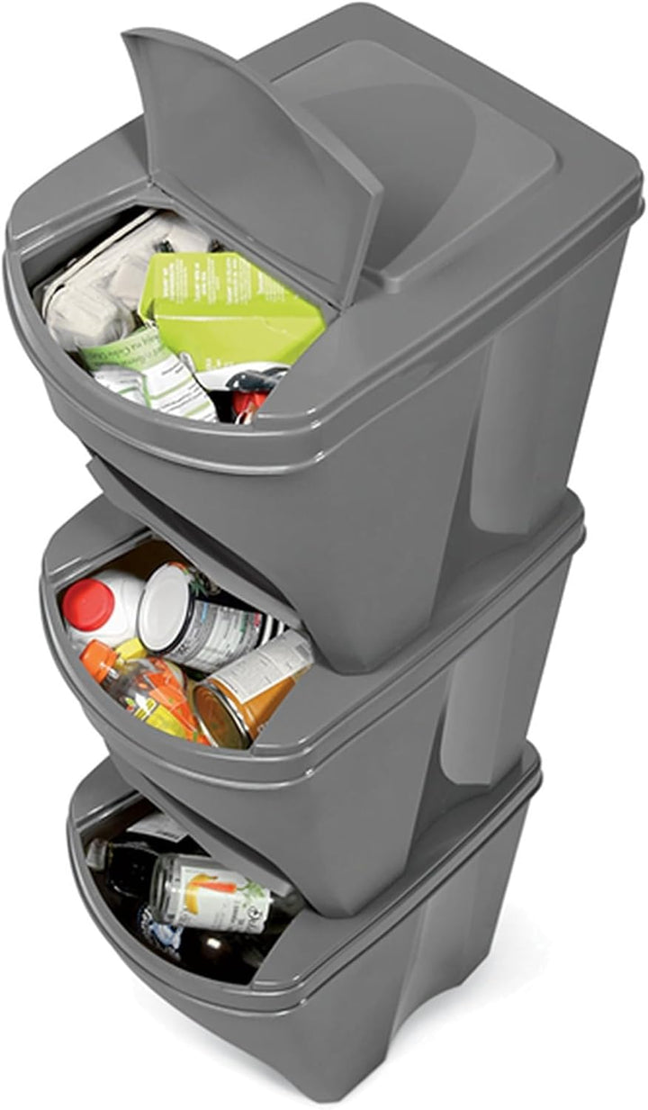 Prosperplast SORTIBOX 4 x 25L Abfallbehälter - Ashen