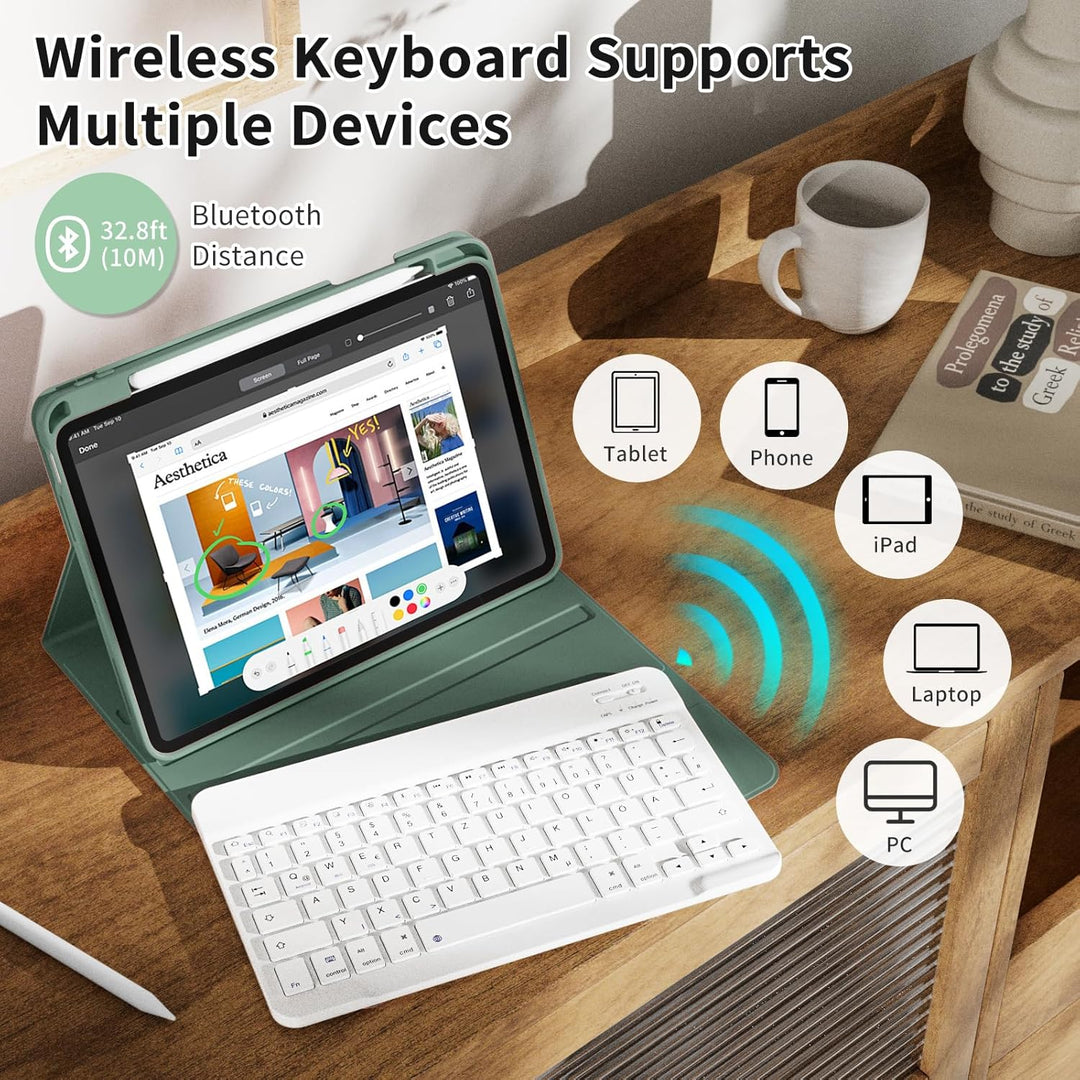 Hülle mit Tastatur für iPad Air 11 Zoll (2025 M3/2024 M2), iPad Air 5./4. Gen(2022/2020) 10.9 Zoll,
