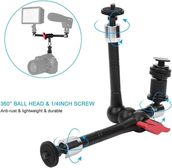 Magic Arm mit Klemme für Spiegelreflexkameras, Mikrofonmonitor, 11" Gelenk-Reibungsstabilisator Ausg