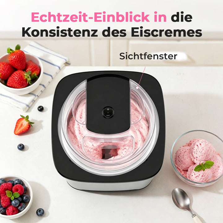 Eismaschine Eiscrememaschine aus Edelstahl mit entnehmbarem Eisbehälter, inkl. Rezeptheft(MEHRWEG)