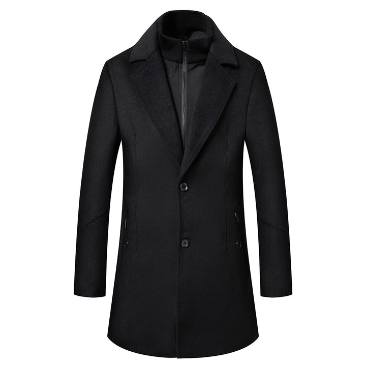 Sliktaa Herren Wollmantel dicker Trenchcoat mittlerer Länge Mantel Kerbe Kragen warmer Mantel Herren