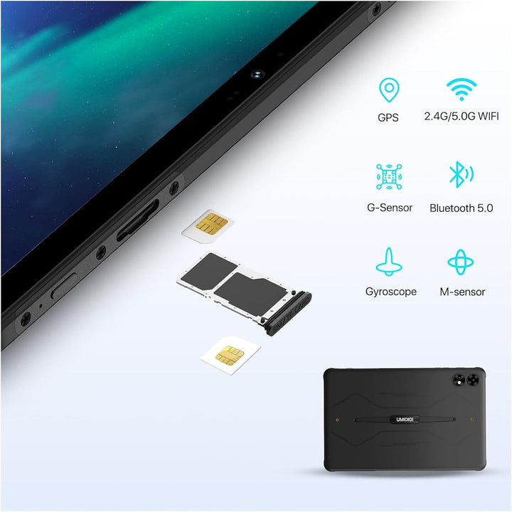 UMIDIGI 2024 Android 13 Tablet 11 Zoll,Active T1 Leichtes Rugged Tablet Wasserdicht,16GB+128GB(TF 1T