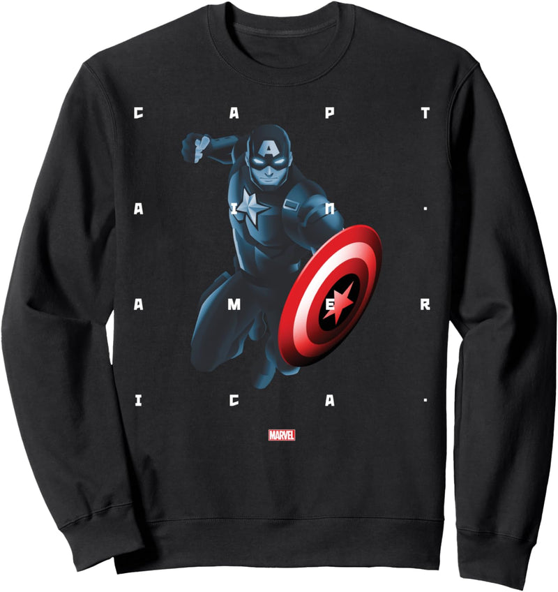 Marvel Captain America Halftone Word Stack Portrait Sweatshirt