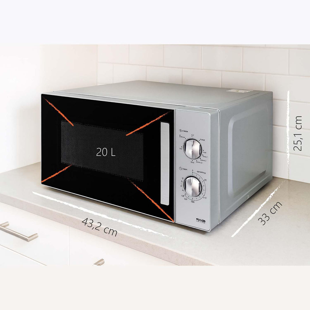 Silva Schneider MW-G 25.5 Mikrowelle mit Grill 20 Liter, 700W Mikrowellenleistung, 1000W Grill, 5 Le