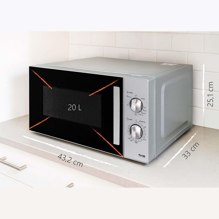 Silva Schneider MW-G 25.5 Mikrowelle mit Grill 20 Liter, 700W Mikrowellenleistung, 1000W Grill, 5 Le