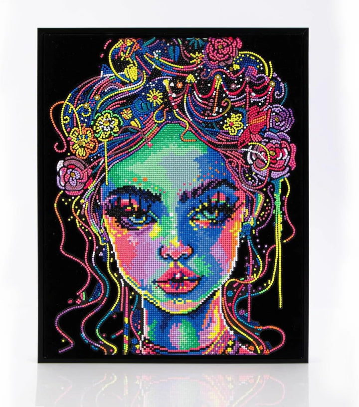 DIAMOND DOTZ 2594362 Original 5D Diamond Painting Set, Neon Schönheit, mit Neonfarben und Samt, DIY