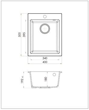 GRANMASTER Ivo Granitspüle 1 Becken mit Armatur und Siphon - Spülbecken Arbeitsplatte Küche Waschbec
