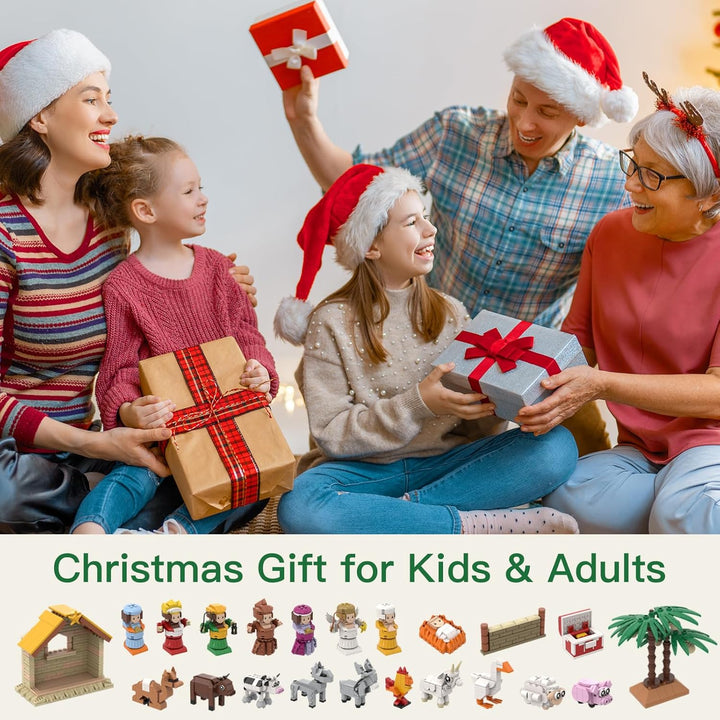 Weihnachtskrippen-Adventskalender 2025, Bausteine, Jesus, Weihnachten, Adventsszene, Geschenke, Einz