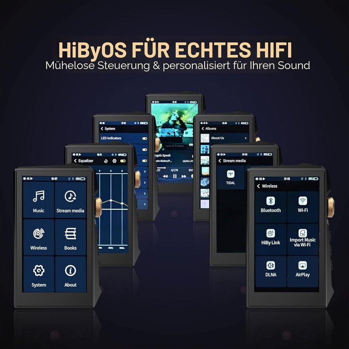 Hidizs AP80 PRO MAX MP3 Player mit Bluetooth WLAN, Hi-Res Streaming DLNA und AirPlay Wireless, Zwei