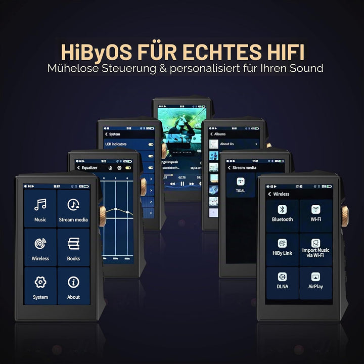 Hidizs AP80 PRO MAX MP3 Player mit Bluetooth WLAN, Hi-Res Streaming DLNA und AirPlay Wireless, Zwei