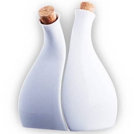 Topkapi Öl & Essig 350.666 – weisses Hart-Porzellan Öl & Essig Set Isabella, Handgefertigt, Höhe 15