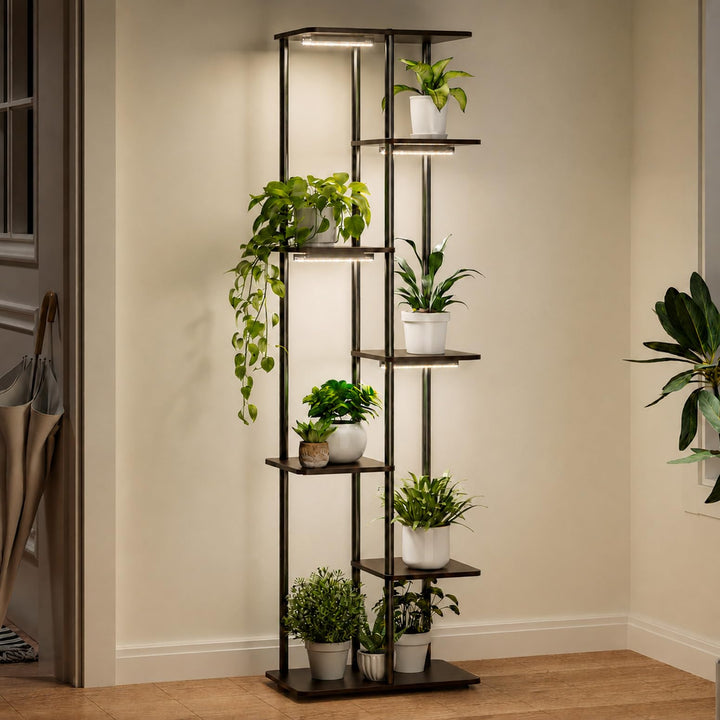 Bstrip Pflanzenregal mit Wachstumslicht, 135cm Blumenregal Indoor