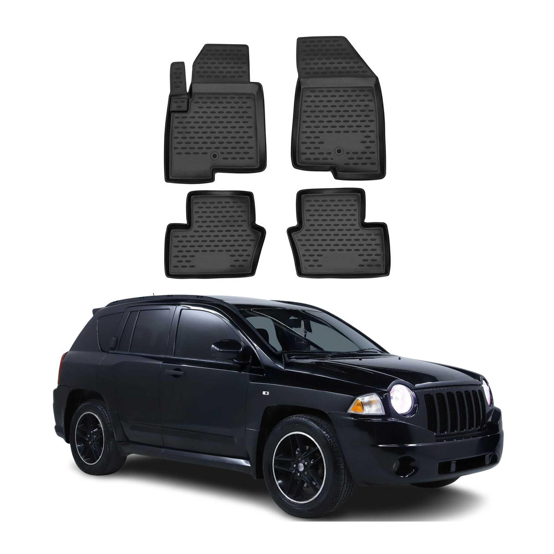 OMAC Gummimatten Fussmatten kompatibel mit Jeep Compass 2006-2011 TPE Automatten Schwarz 4X Compass