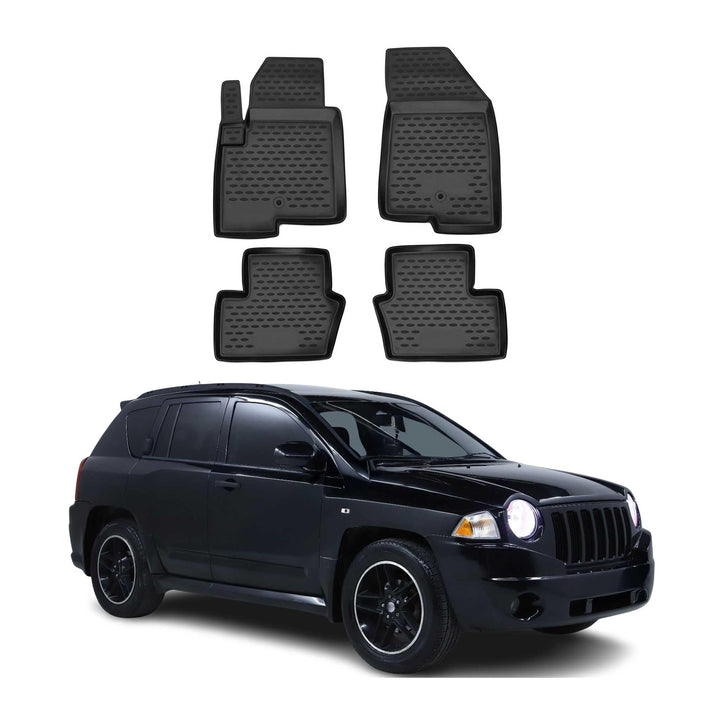 OMAC Gummimatten Fussmatten kompatibel mit Jeep Compass 2006-2011 TPE Automatten Schwarz 4X Compass