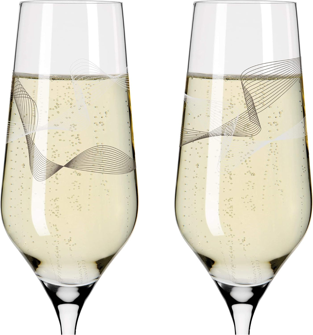 RITZENHOFF 3711002 Champagnerglas 250 ml – Serie Kristallwind Set Nr. 2 – 2 Stück mit Windillustrati