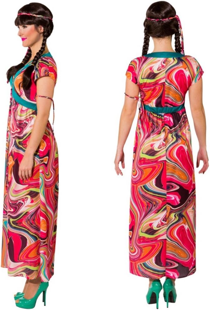 Hippie Kostüm Alina Gr. 50/52 Kleid lang Fasching 70er Jahre bunt 50-52, 50-52