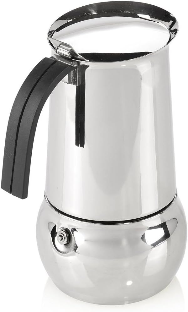 Bialetti Kitty Kaffeekocher mit Induktionboden, Edelstahl, Silber, 10 Tassen