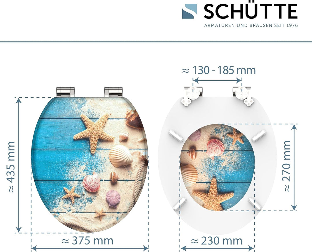 SCHÜTTE WC-Sitz BEACH WOOD mit Absenkautomatik aus Holz | Toilettensitz mit Klodeckel | Holzkern Toi