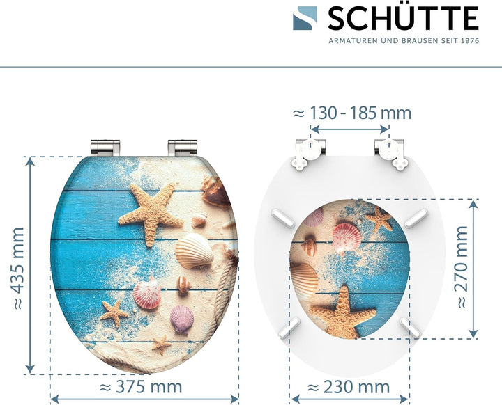 SCHÜTTE WC-Sitz BEACH WOOD mit Absenkautomatik aus Holz | Toilettensitz mit Klodeckel | Holzkern Toi
