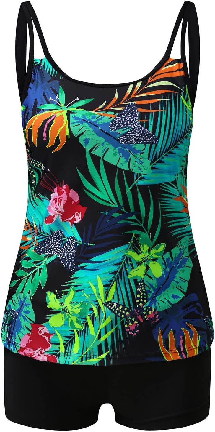 wihnsinop Tankini Damen Bauchweg Bademode Set Freizeit Badeanzug Tankinis Zweiteiler Sets Sommer Ele
