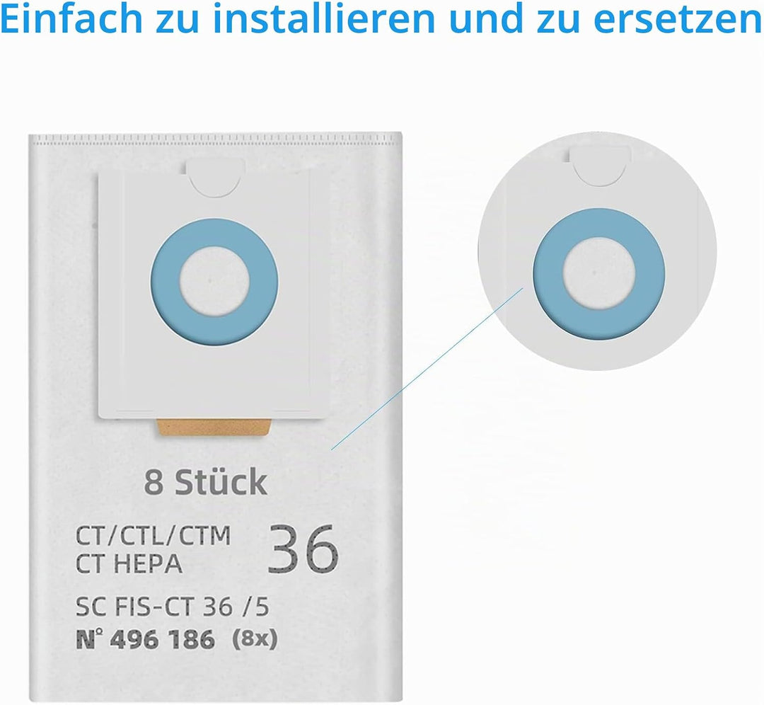 8 Stück Staubbeutel Zubehör für Festool SELFCLEAN CT 36 / CTM 36 E/CTL 36E CLEANTEC Serie Absaugmobi