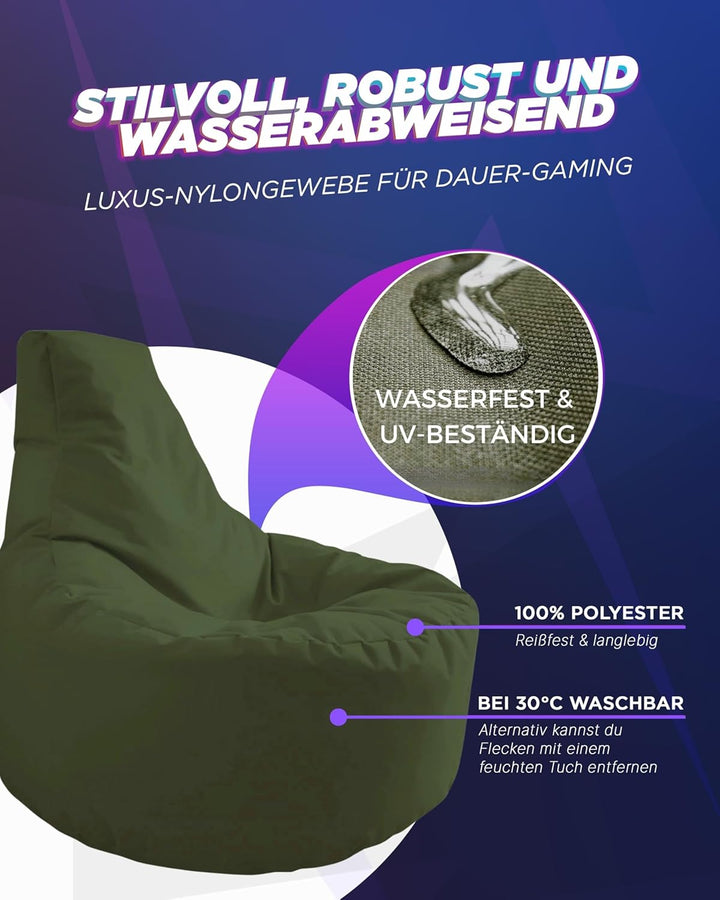 PATCH HOME Gamer Sessel Sitzsack Beanbag in 2 verschiedenen Grössen und 25 XXL - 80cm Durchmesser, 3