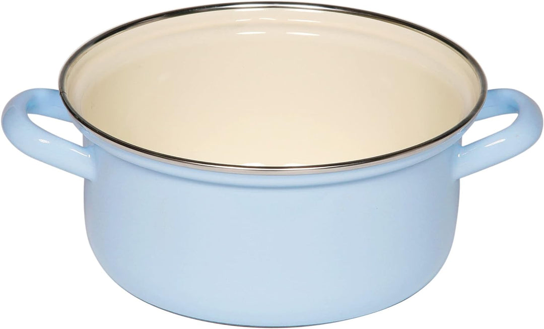 Riess, 0279-006, Kasserolle mit Chromrand 18, CLASSIC - BUNT/PASTELL, Farbe Blau, Durchmesser 18 cm,