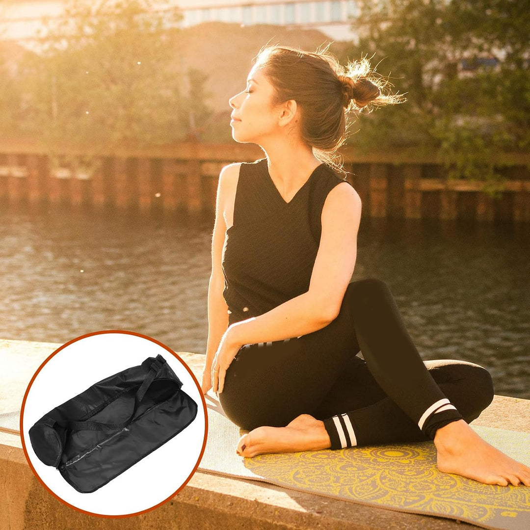 SHINEOFI Yogamatten Tasche Yogamattenhalter aus Oxford Stoff Schwarz Robust Damen für Yoga Studio un