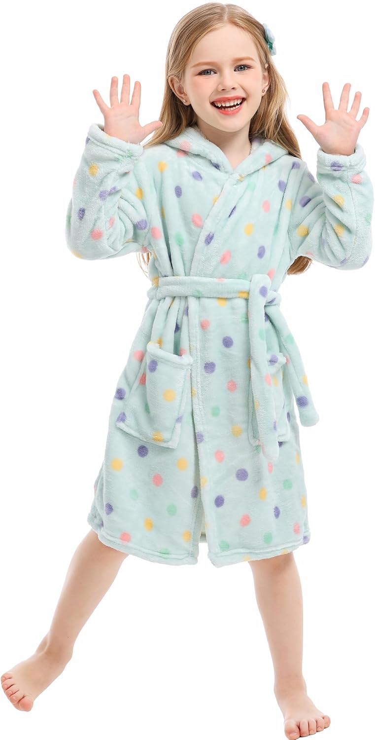 Unisex Baby Korallen Fleece mit Kapuze Morgenmantel Bademantel Jungen Mädchen Kleinkinder Pyjamas Na