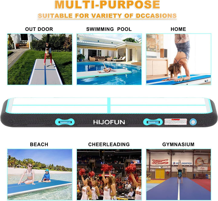 HIJOFUN Aufblasbare Gymnastik Tumbling Matten 3/4/5/6Meters 20CM Höhe Trainings Matte Länge Bodenmat