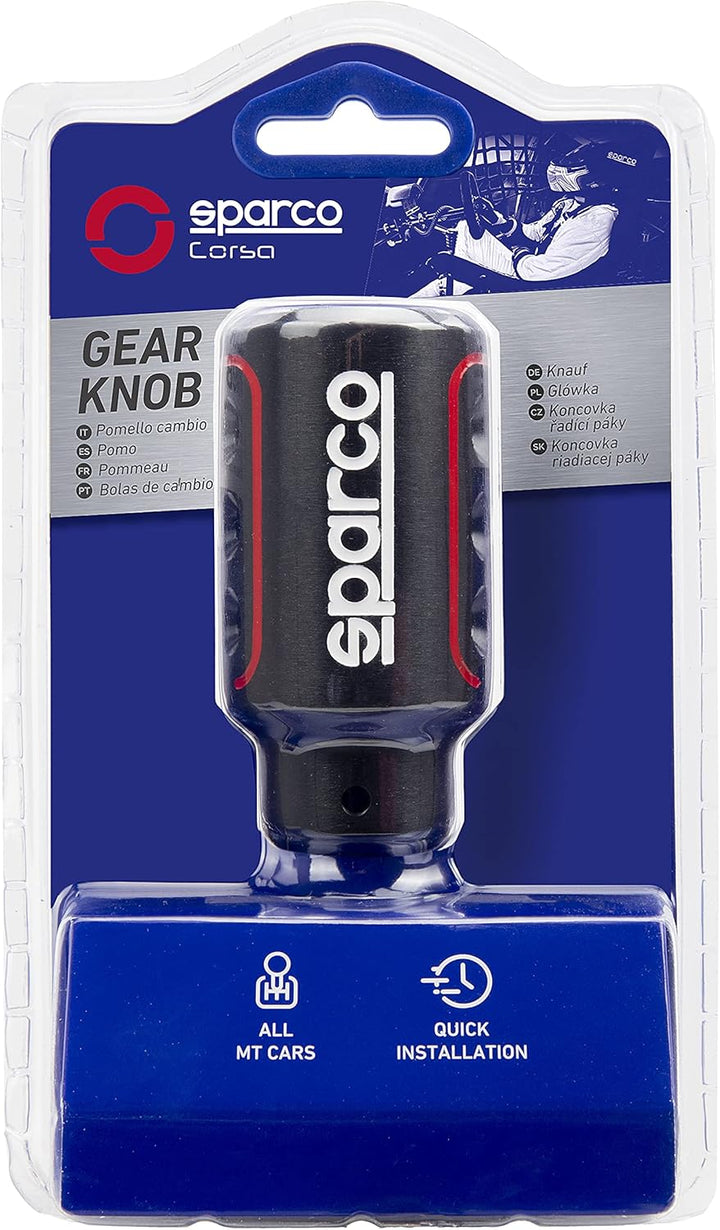 Sparco Manueller Schaltknauf Racing Schwarz Universal RACING Schwarz/Rot, RACING Schwarz/Rot