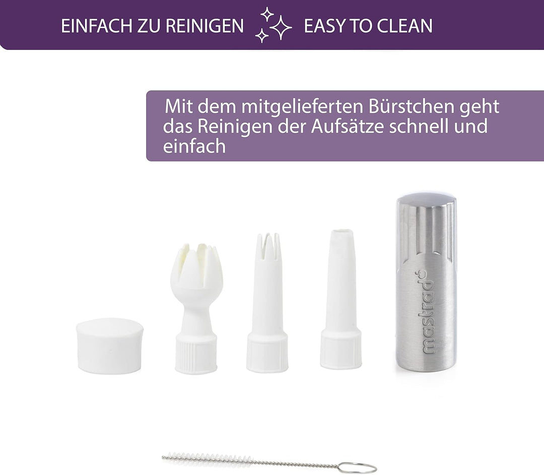 Mastrad Sahnebereiter Edelstahl Siphon Pro Whipper - abnehmbarer Kopf - temperaturbeständiges Metall